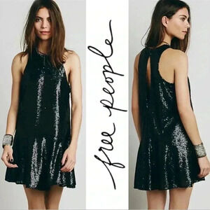 Free People blue sequin liquid shine mini dress M concert cocktail party